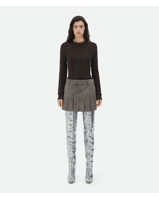 Bottega Veneta Gray Mini Pleated Skirt