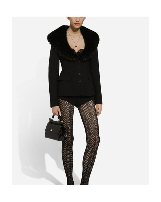 Dolce & Gabbana Black Single-Breasted Wool Jacket With Faux Fur Collar