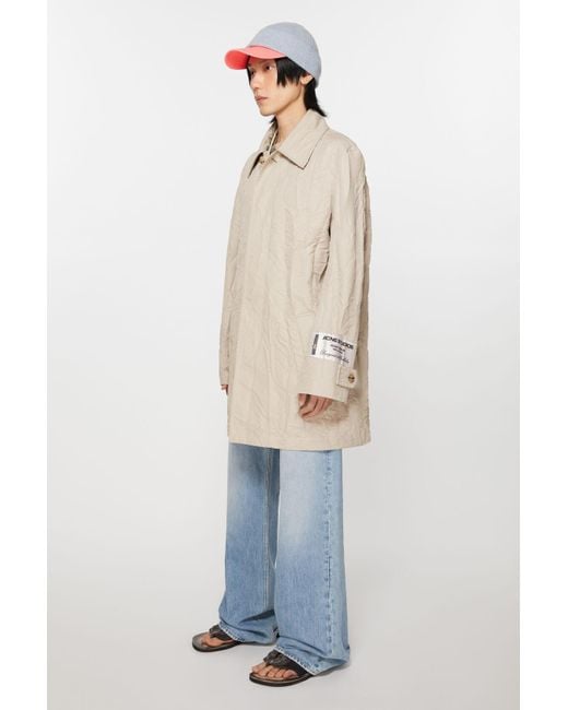 Acne Natural Crinkled Buttoned Trench Coat for men