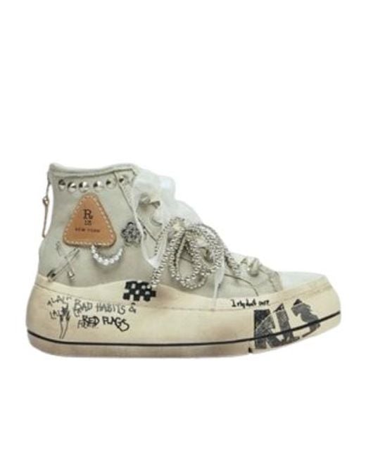 R13 Natural Embellished Platform High-Top Sneakers