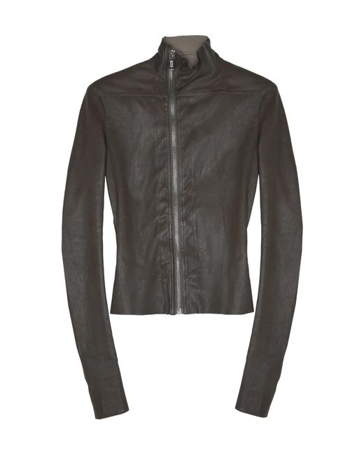 Rick Owens Gray High-Neck Long-Sleeved Casual Jacket