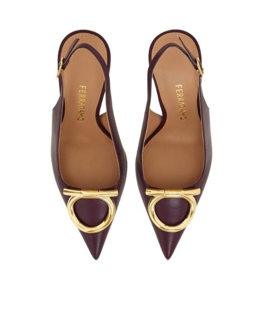 Ferragamo Brown Maxi Gancini Slingback Pump
