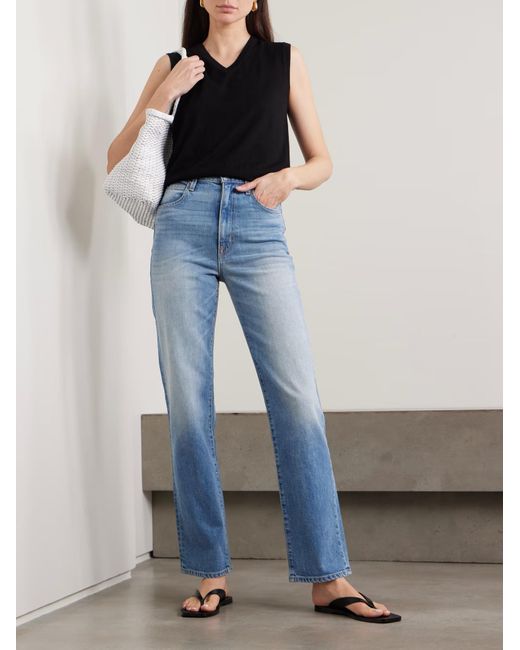SLVRLAKE Denim Blue London High-Waisted Straight Leg Jeans