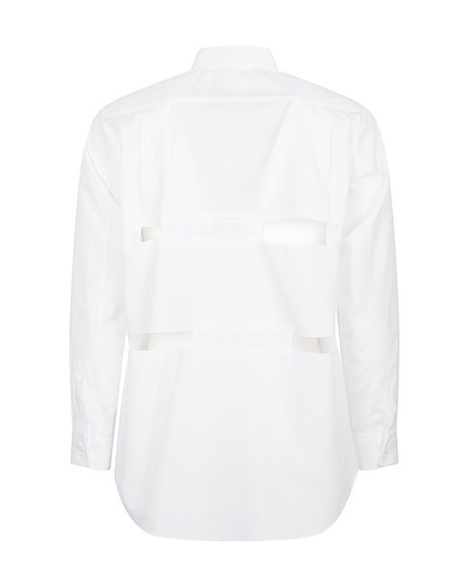 Comme des Garçons White Comme Des Garçons Cut-Out Curved Hem Shirt for men
