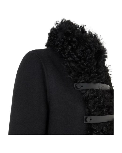 Fendi Black Wool And Shearling Coat