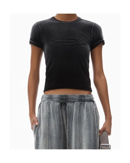 T By Alexander Wang Black Baby T-Shirt Washed Nickel
