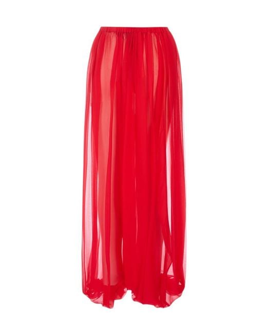 GIUSEPPE DI MORABITO Red Sheer-Finish Palazzo Pants