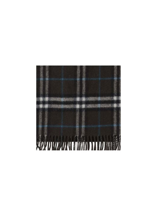 Burberry Black Checked Fringed Scarf for men