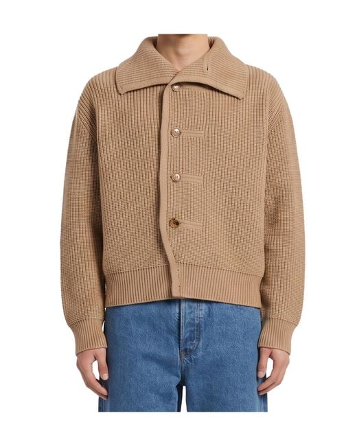 Dries Van Noten Brown Long-Sleeve Single-Breasted Cardigan for men