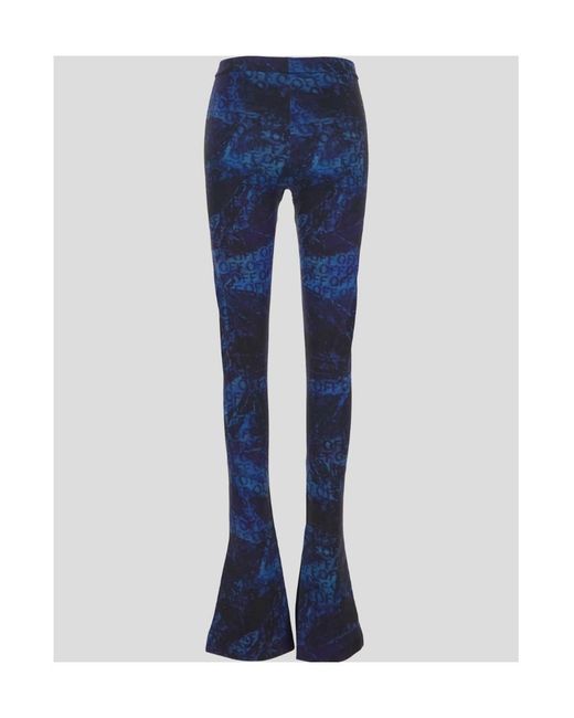 Off-White c/o Virgil Abloh Blue All-Over Patterned Flared Trousers
