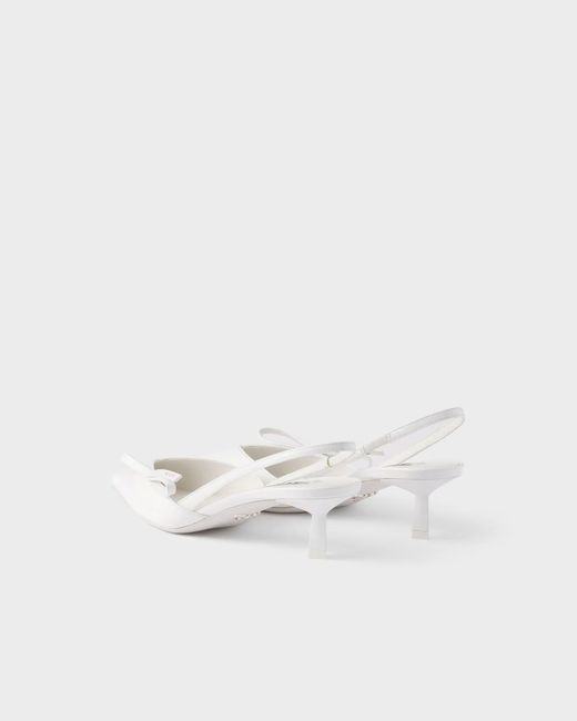 Prada White Bow-Detailed Slingback Pumps