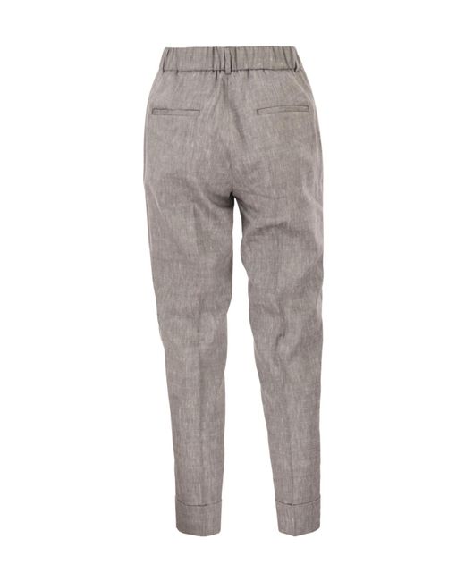 Peserico Gray Straight-Leg Cuffed Pants