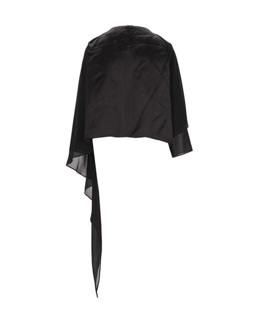 MM6 by Maison Margiela Black Asymmetric Draped-Panel Blouse