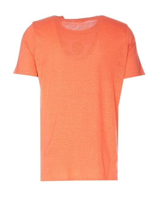Isabel Marant Orange Logo-Print Crew-Neck T-Shirt for men