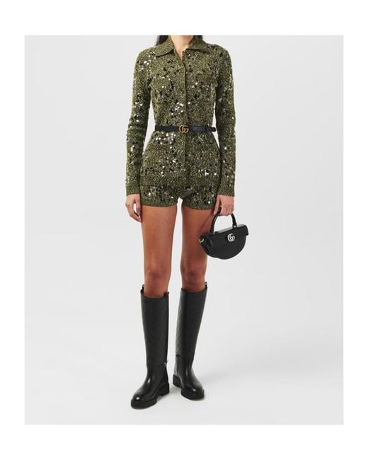 Gucci Green Sequin Knit Shorts