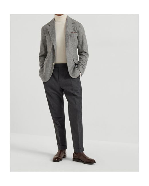 Brunello Cucinelli Gray Flecked-Effect Blazer for men