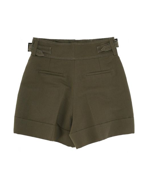 Pt Pantaloni Green Pt Torino Belted Pleated Shorts