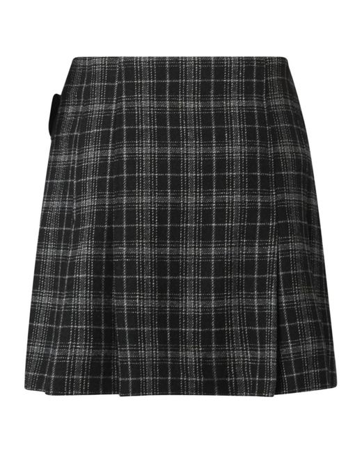 Pinko Black Plaid Midi Skirt
