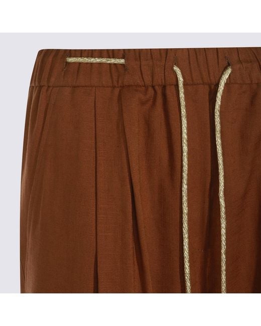 Herno Brown Drawstring Pleated Pants