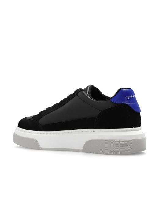 Ferragamo Black Cassina Gancini Outline Low-Top Sneakers for men