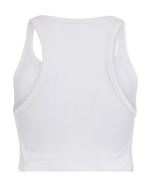DSquared² White D2 Logo Embroidered Tank Top