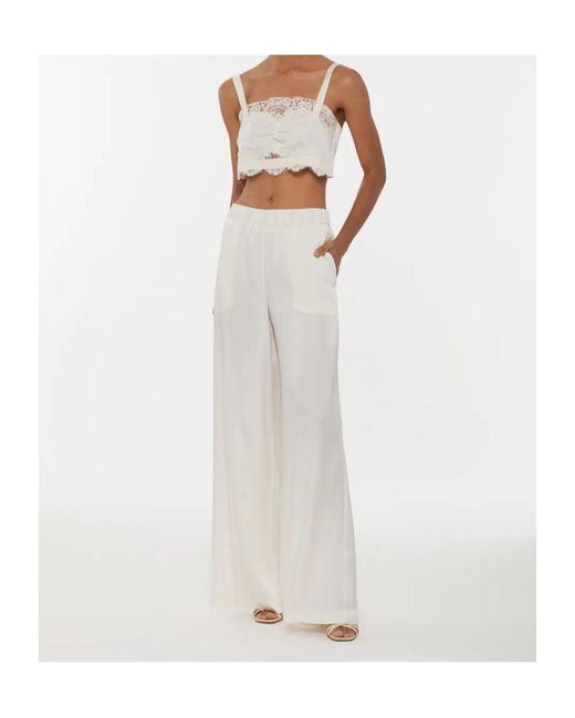 P.A.R.O.S.H. White Paky Lace-Detail Bow Top