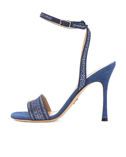 Dior Blue Decorated High-Heeled Sandals