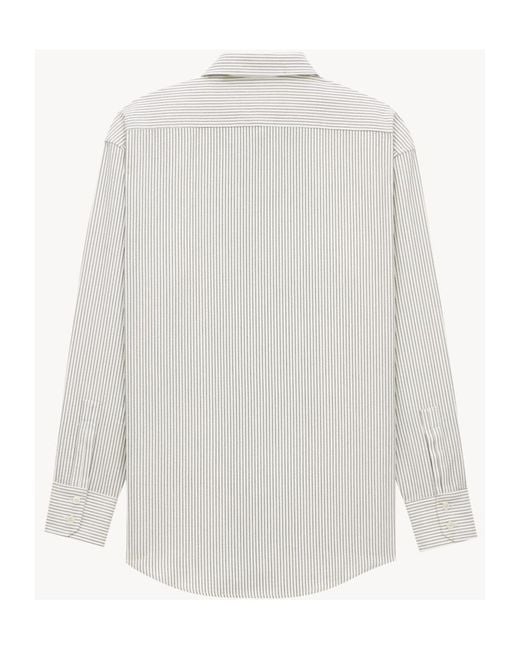 Saint Laurent White Cassandre Striped Button-Up Shirt