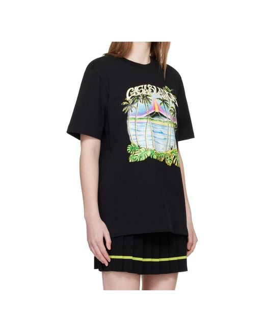 Casablanca Black Printed Short-Sleeved T-Shirt