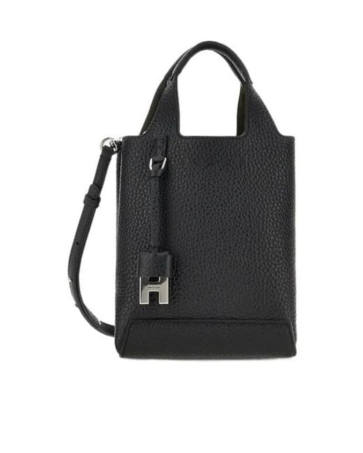 Hogan Black Logo Embossed Top Handle Bag