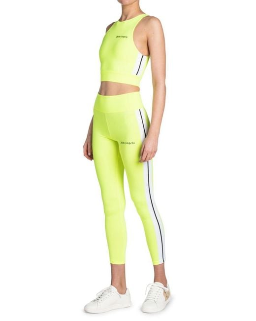 Palm Angels Yellow Side-Stripe Logo Tank Top