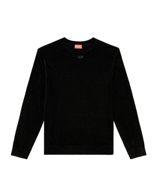 DIESEL Black K-Cevro Round-Neck Oval D Logo Plaque Sweater for men
