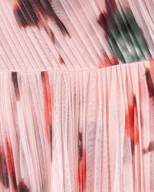Philosophy Di Lorenzo Serafini Pink Floral-Print Pleated Chiffon Dress