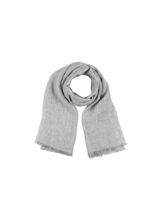 Brunello Cucinelli Gray Striped Tassel Shawl