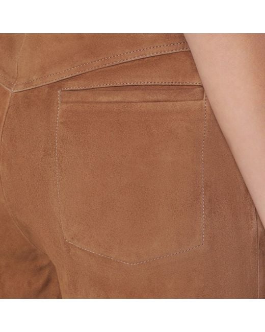 Nour Hammour Brown Suede Wide-Leg Pants