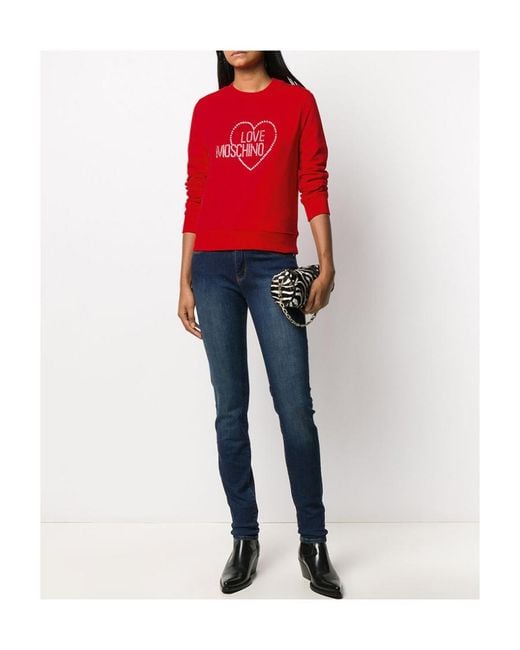 Moschino Red Logo Round-Necked Sweater