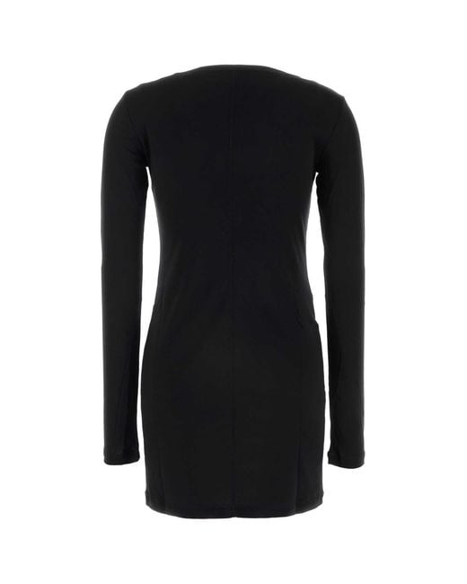 Miu Miu Black Logo-Patch Long-Sleeved Mini Dress