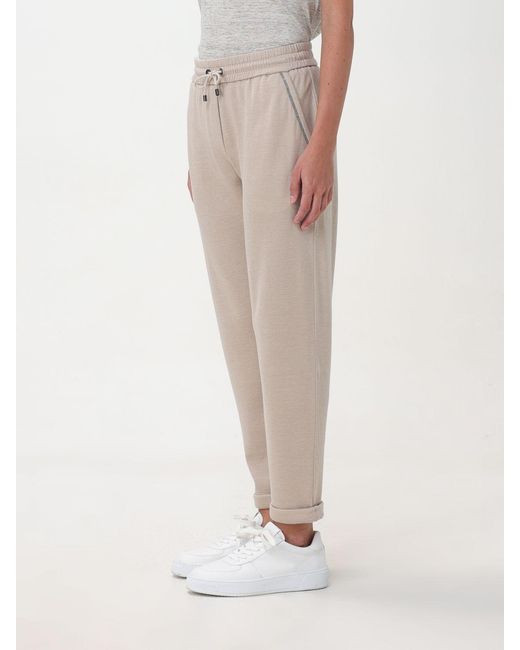 Brunello Cucinelli Natural Drawstring Tapered Sweatpants