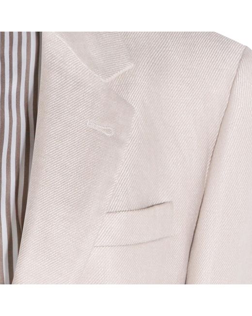 Brunello Cucinelli Natural Single-Breasted Tailored Blazer