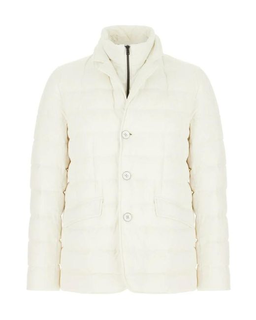 Herno White Quilted Button-Fastening Padded Jacket for men