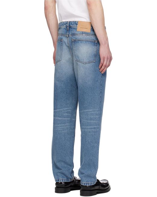 AMI Blue Ami Logo Patch Tapered Fit Jeans for men