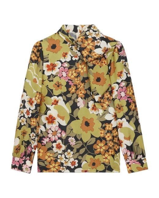 Céline Multicolor Lavalliere Blouse With Bow