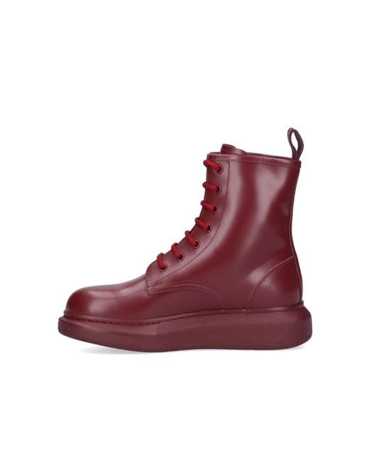 McQueen Red Hybrid Lace-Up Boots