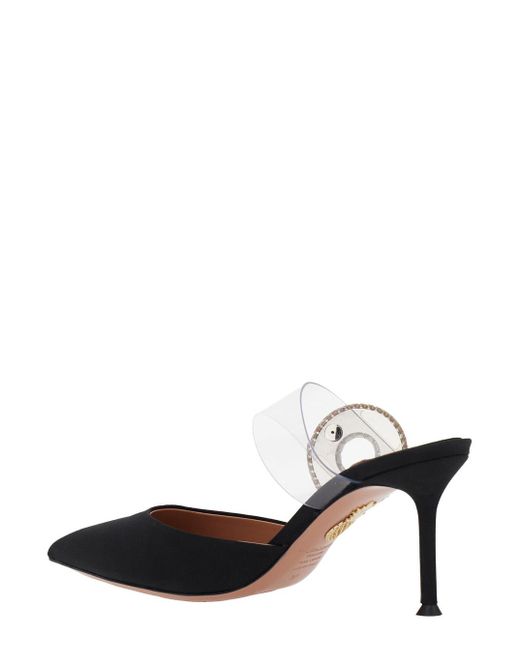 Aquazzura Black Embellished Slingback Mules