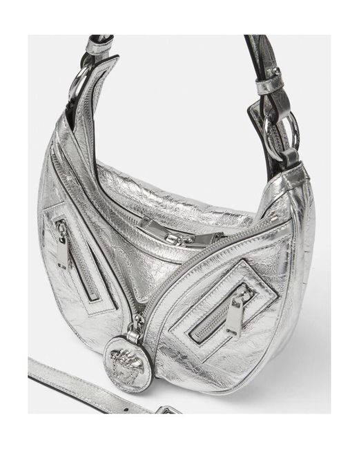 Versace Gray Metallic Effect Mini Shoulder Bag