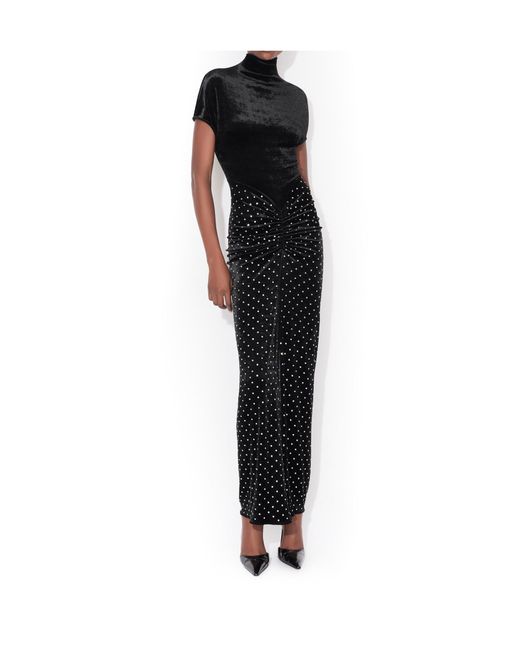 Alaïa Black Crystal-Embellished Draped Maxi Dress