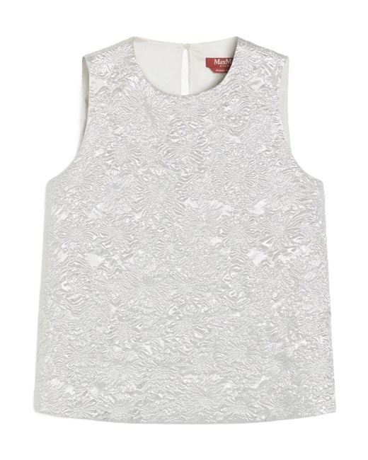 Max Mara White Jacquard Crew-Neck Top