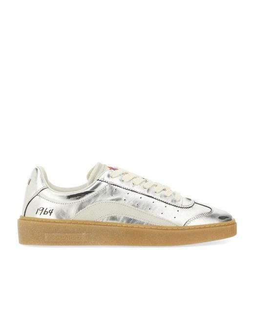 DSquared² White Round-Toe Lace-Up Sneakers for men