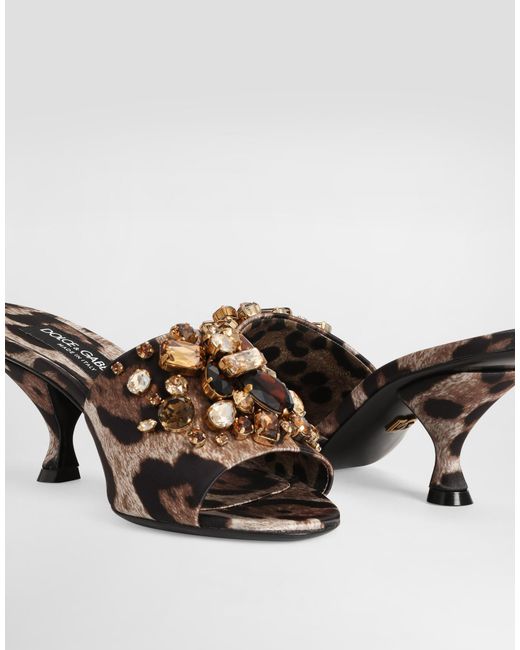 Dolce & Gabbana Brown Leopard Jewelled Sandals