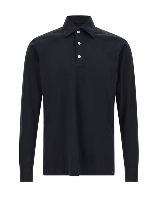 Kiton Blue Positano Long-Sleeve Polo Shirt for men